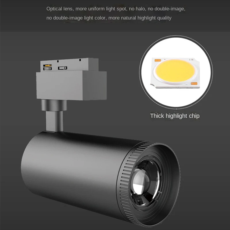 led Track Light，Adjustable Beam Angle COB LED Ceiling Tracking Lights Fixture for Living Room, Dining Room, Bedroom, Kitchen