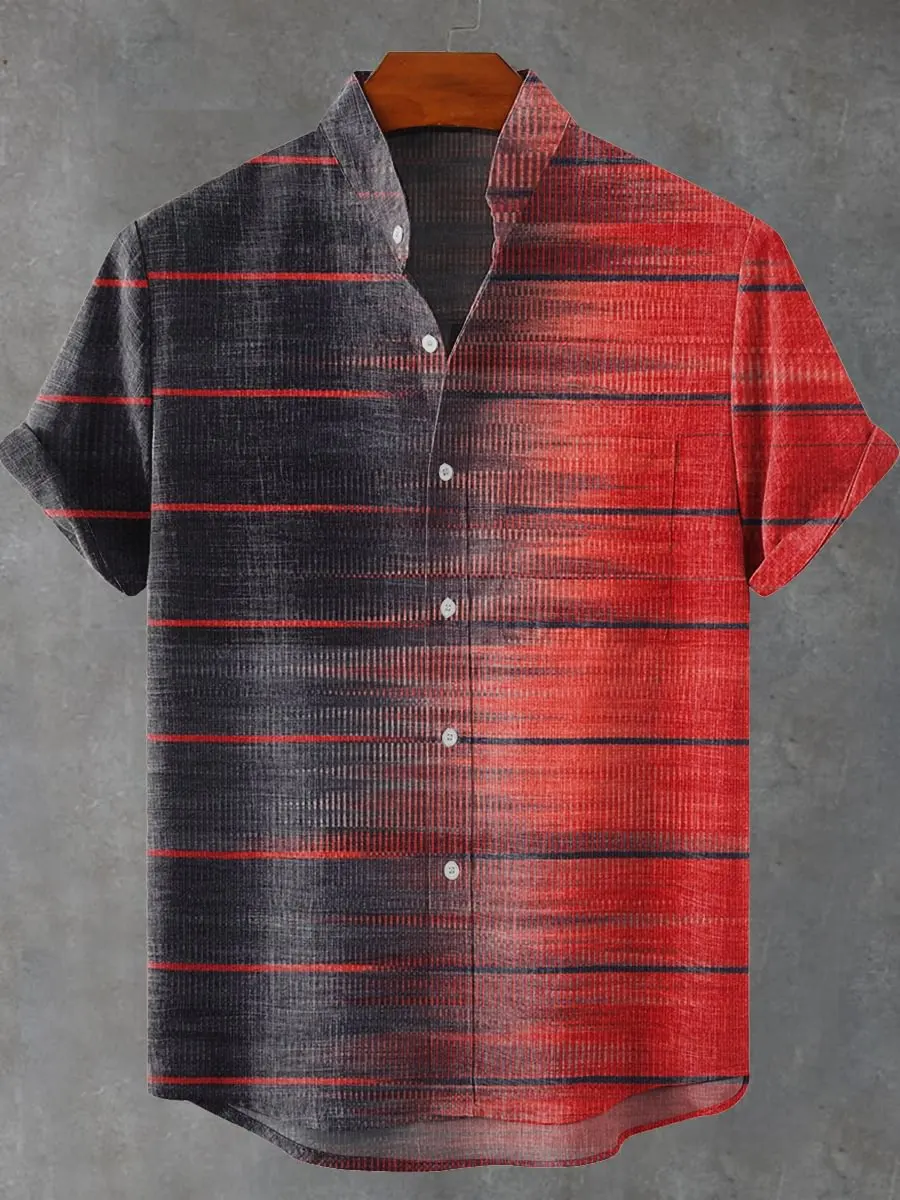 Nuevo Meteor gradiente arte 3D patrón impreso Casual botón manga corta Camisa estampada verano Venta caliente moda Casual