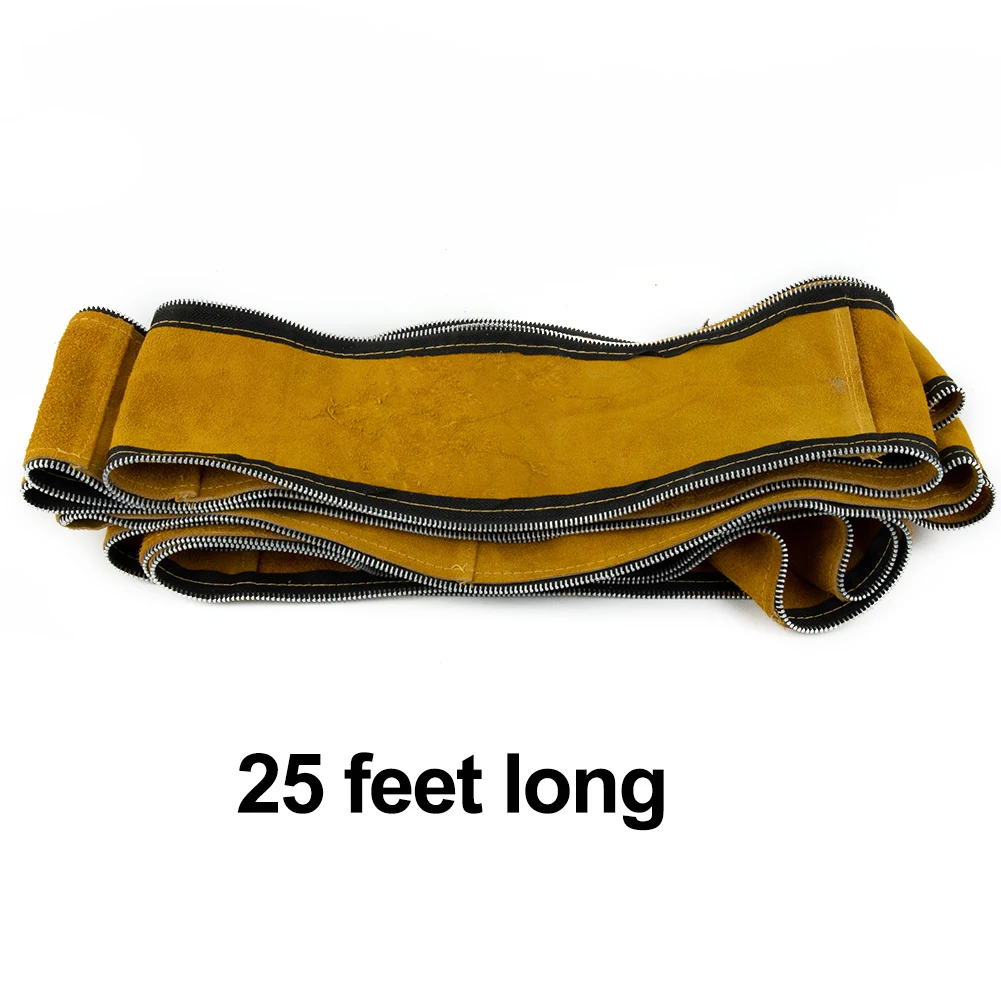 Robust 25ft TIG Mig Leather Hose Cover with Flame Retardant Properties for Safeguarding Your Welding Equipment