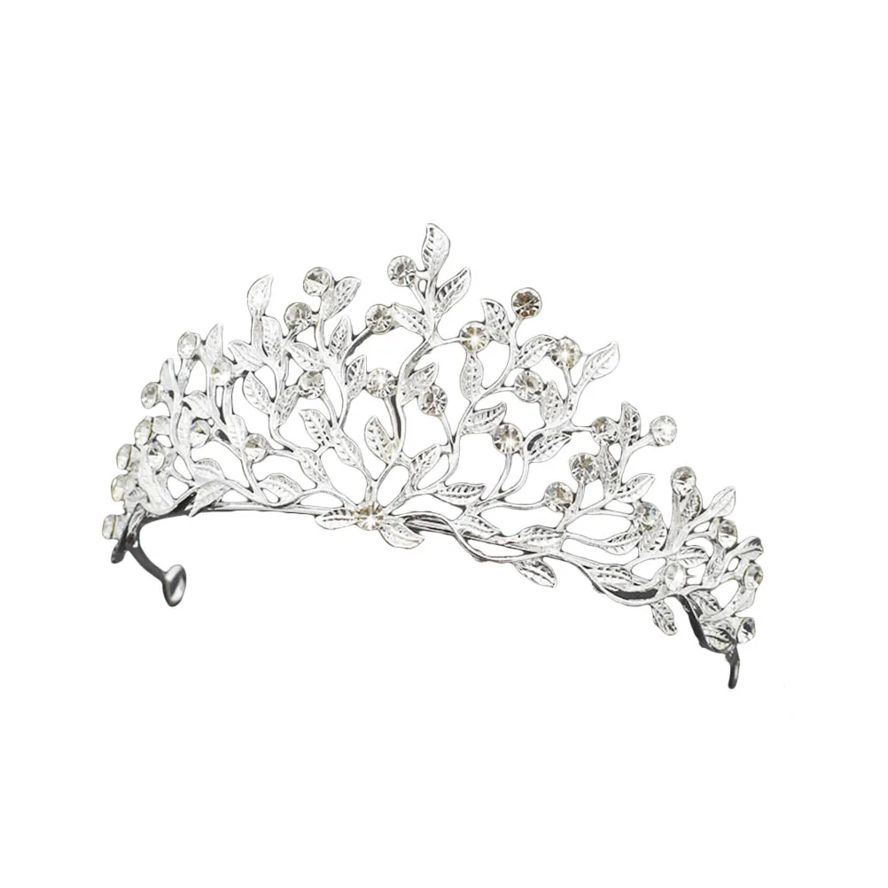 

Princess Crown Headband Rhinestone Hair Hoop Women Leaves Clasp Girl Child Durable Material Comfortable Daily Party Wedding Hair