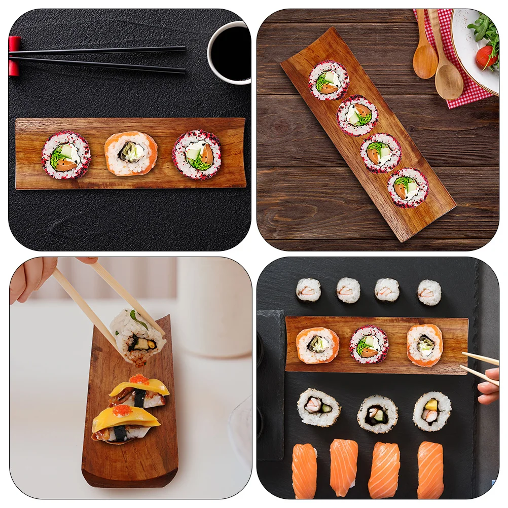 2 Pcs Sushi Counter Household Tray Long Sashimi Dessert Accessory Plate Wood Restaurant Plates Display Serving