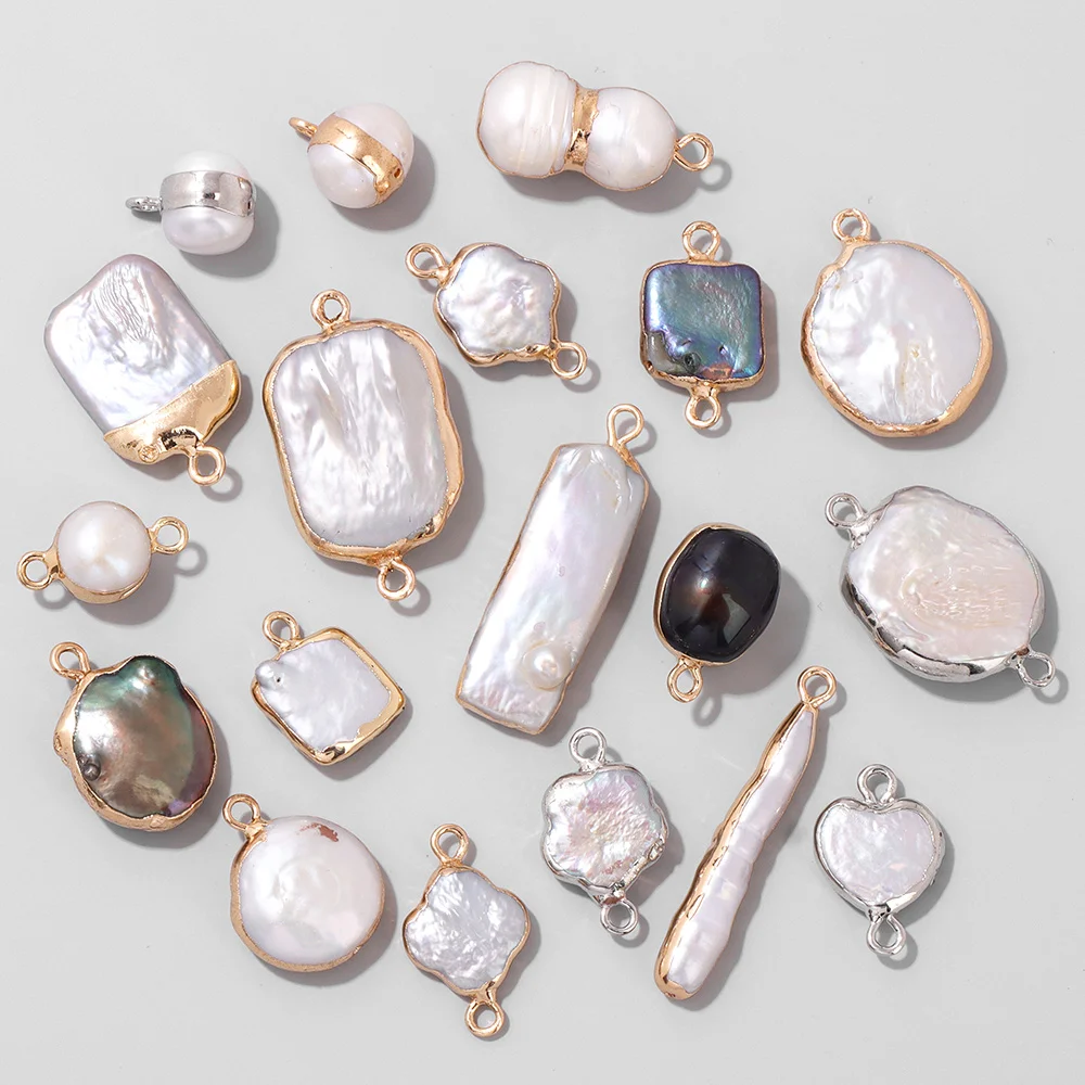 2PCS/lot Fashion Natural Pearl Pendant Irregular Baroque Pearls Connector For Jewelry Making Diy Women Necklace Bracelet Earring