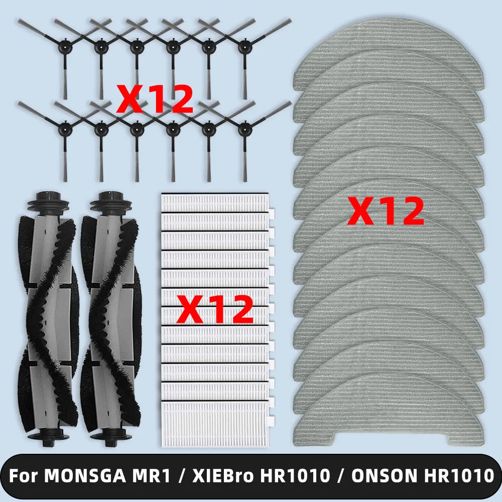 호환 가능 ( MONSGA MR1 / XIEBro HR1010 / ONSON HR1010 ) 교체 부품 액세서리 메인 사이드 브러시 HEPA 필터 걸레 천과
