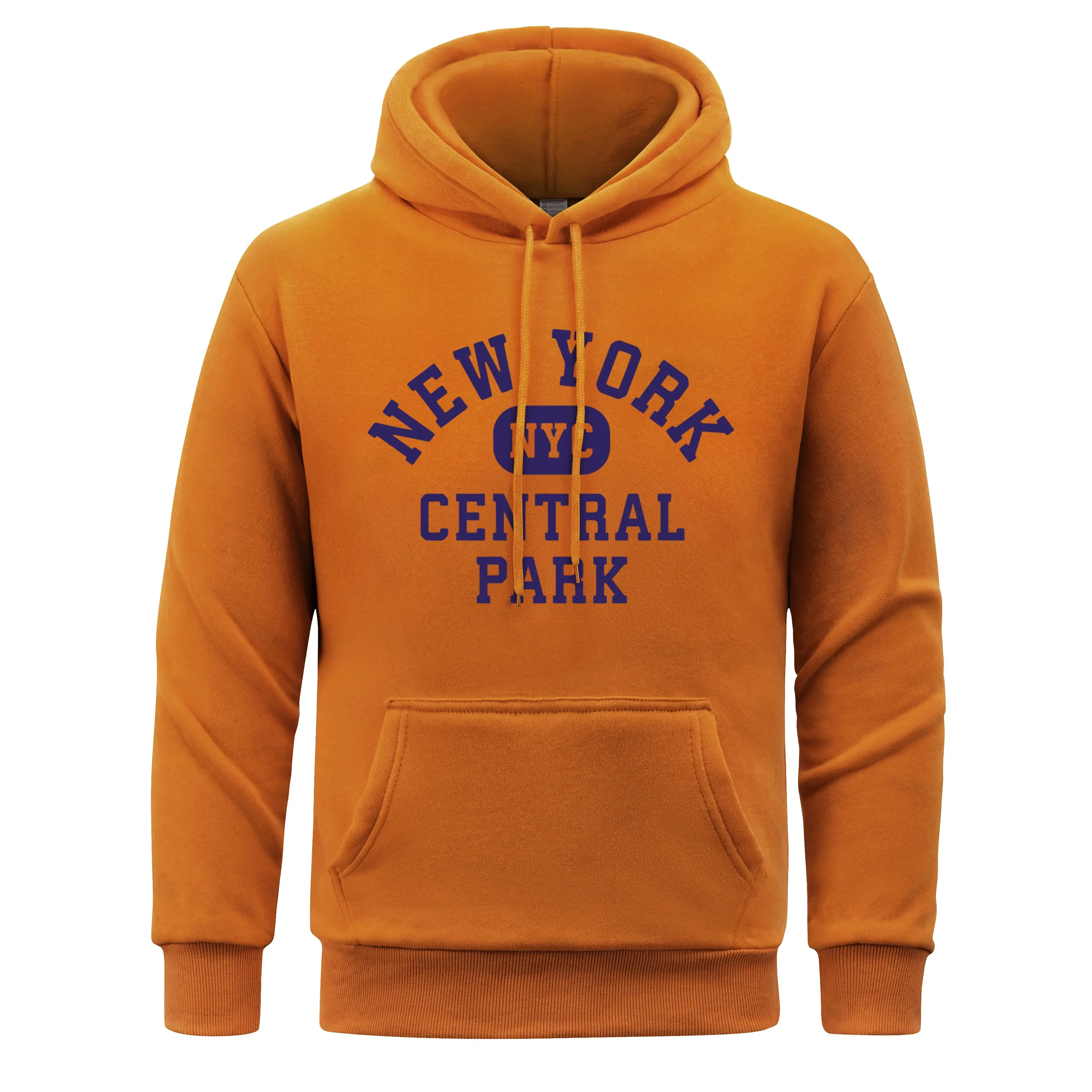 New York City Central Pabk Men Hoody Dark Blue Letters Hoodies Fleece fur-liner Hooded Man Casual Spring Autumn Clothing