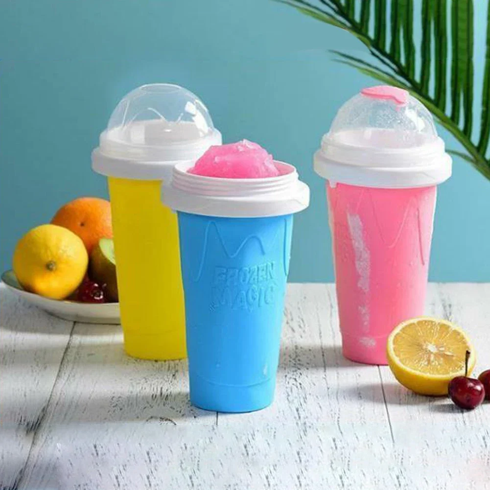 Quick Frozen Smoothies Cups Slushy Ice Cream Maker Milkshake Cooling Cup Silicone Squeeze Slushy Cup DIY Homemade Freeze Drinks