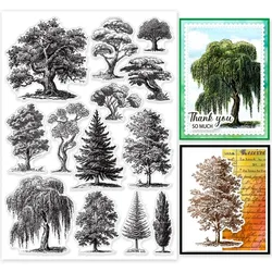 1Sheet Vintage Tree Clear Stamps for Cards Making Nature Plants Clear Stamp Seals 8.27x11.69 inch Transparent Stamps for DIY