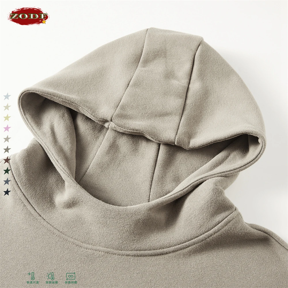 ZODF 2023 Autumn Winter 385G Heavyweight Hooded Sweater For Men Unisex American Retro Loose Brand Basic Fleece Hoodies HY0673