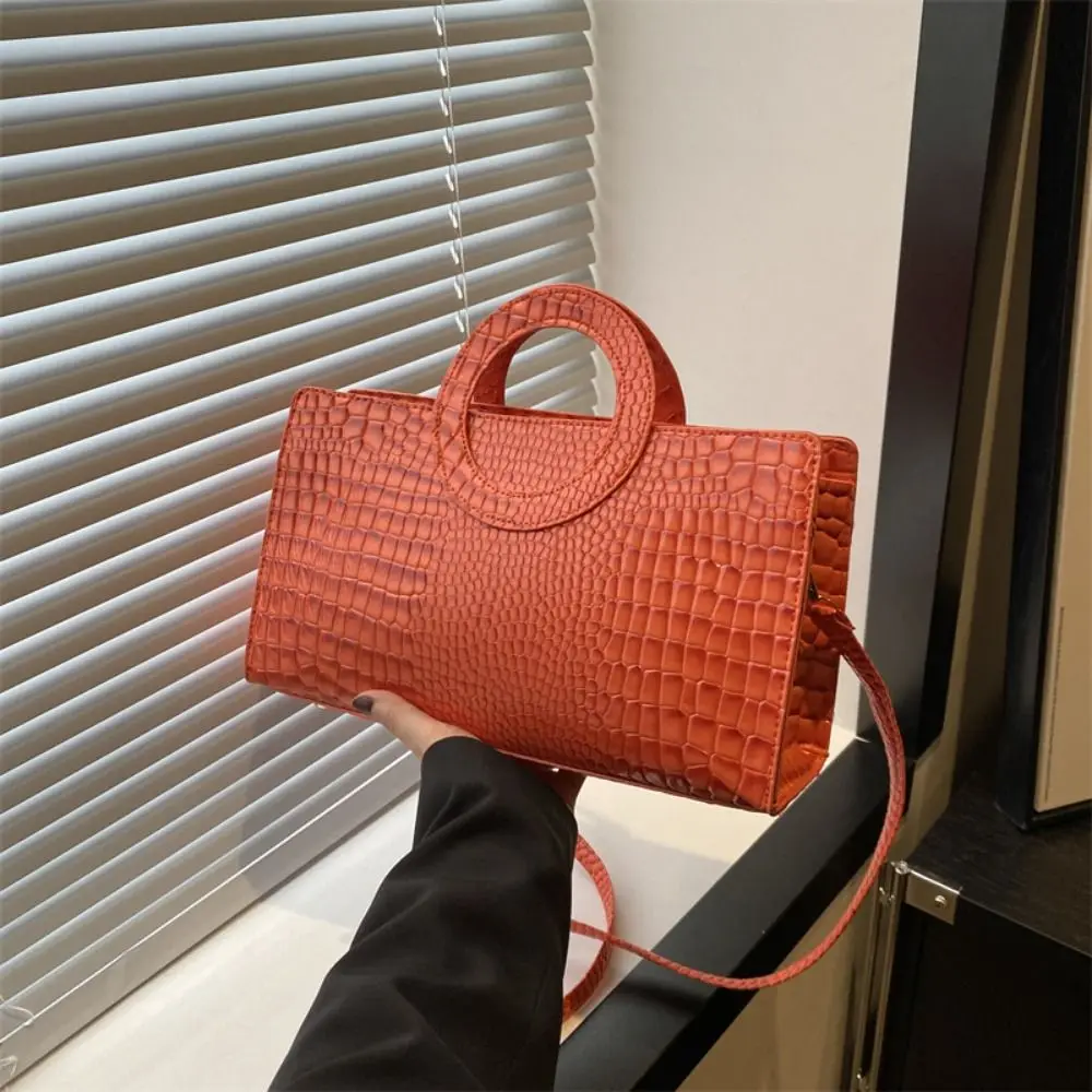 

Casual PU Leather Women Handbags High-capacity Crocodile Pattern Square Bag Female Clutches