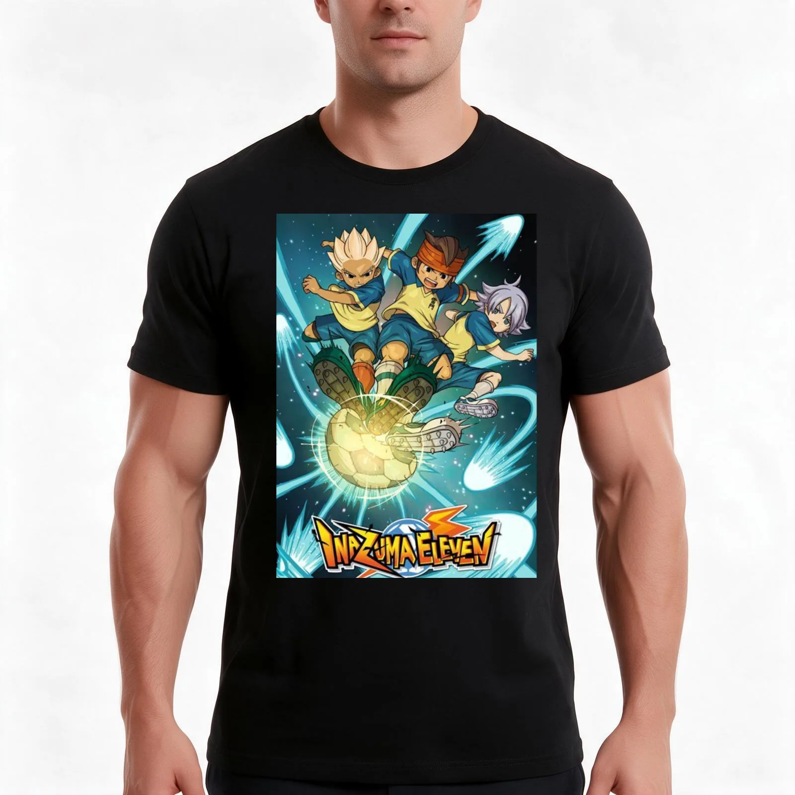 INAZUMA ELEVEN T-Shirt, Summer Casual Cotton Tee, Oversized Streetwear Tops, Vintage Graphic Print, Loose Fit Short Sleeve