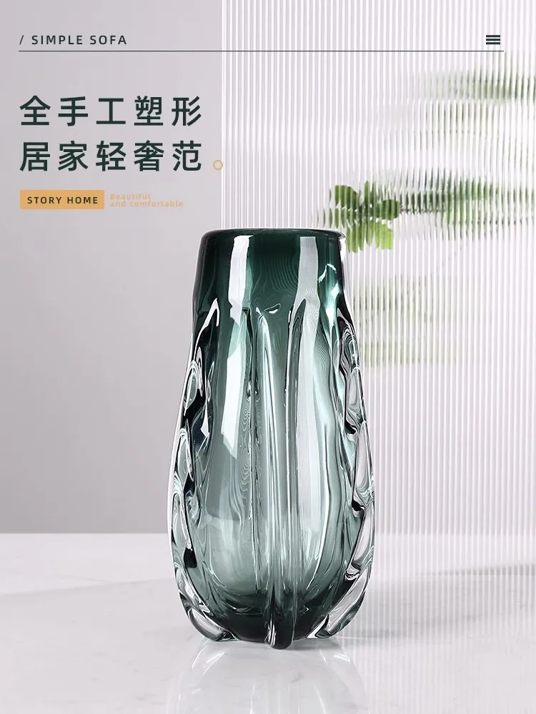 

Vase glass creative sense of luxury, light luxury, transparent flowers, water ornaments, living room flower arrangement, small d