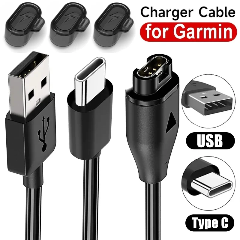 Universal USB Type C Charger Line for Garmin Watch Type-C Charging Cable Cord Dust Plug for Fenix 5 5S 5X Plus 6 6S 6X Pro 7S 7X