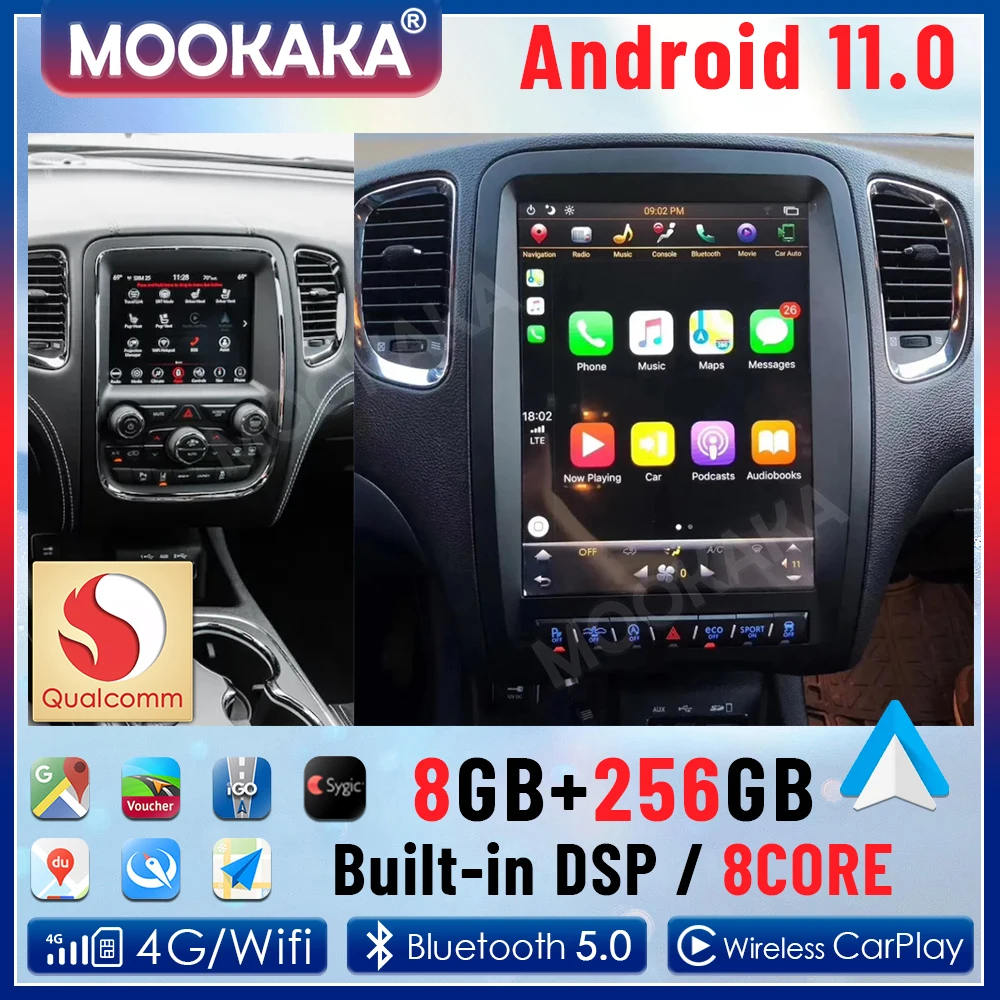 2 Din Android 11.0 8+128G For Dodge Durango 2009-2022 Car Radio Multimedia Player Auto Stereo GPS Navigation Head Unit Carplay