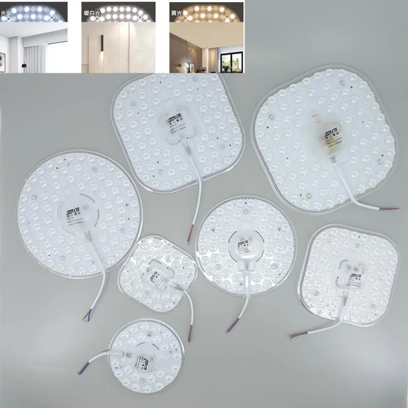 36W 24W 12W LED Ring PANEL Circle white Light source SMD2835 chips LED square Round Ceiling board circular lamp board AC 220V