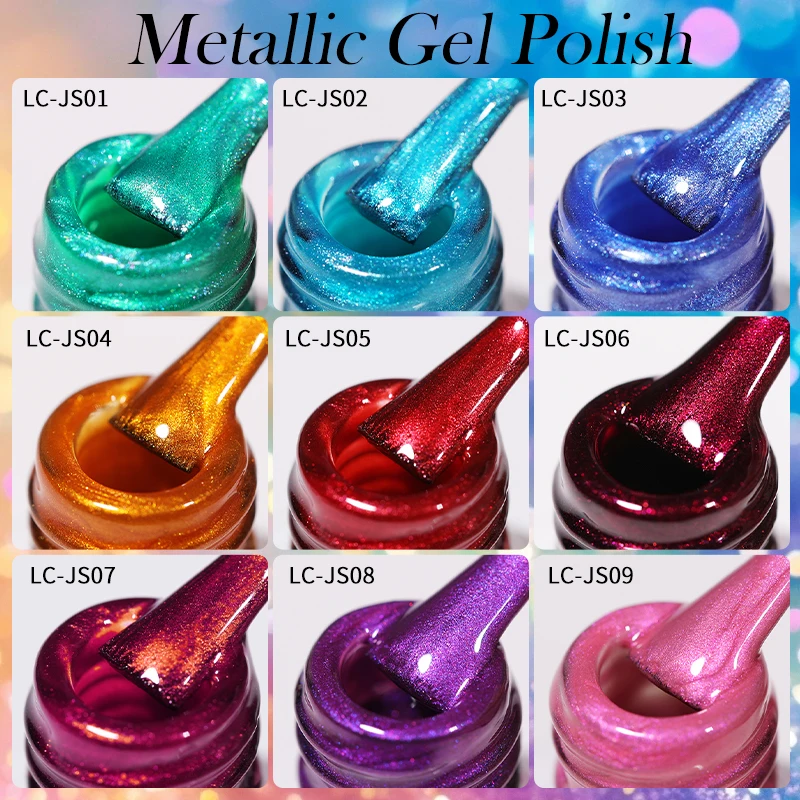 LILYCUTE 9 TEILE/SATZ Metallic Gel Nagellack Set Chrom Effekt Soak Off UV Gel Lack Semi Permanent Weihnachten Nail art Maniküre