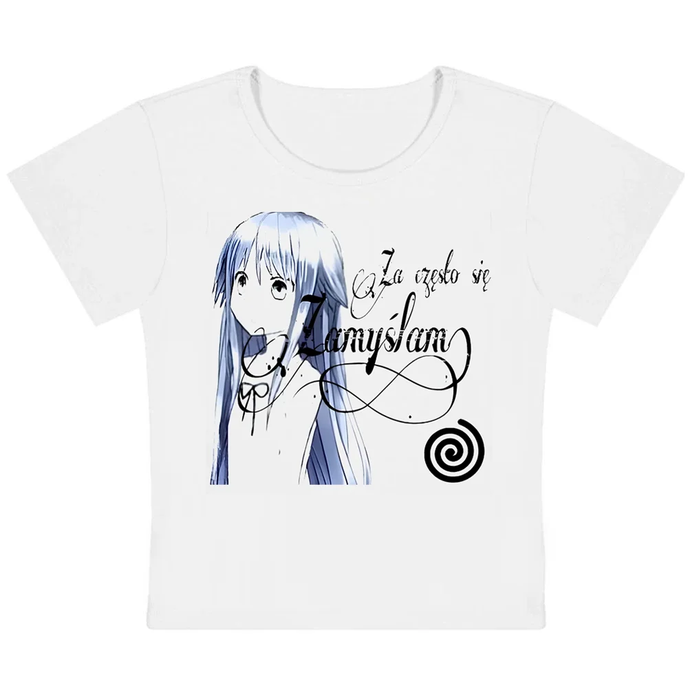 

Harajuku Y2K Clothing Womens Cute Sling Punk Gothic Short Sleeve Tops Letter Print Aesthetic Emo Girl Fashion Sexy Streetwear