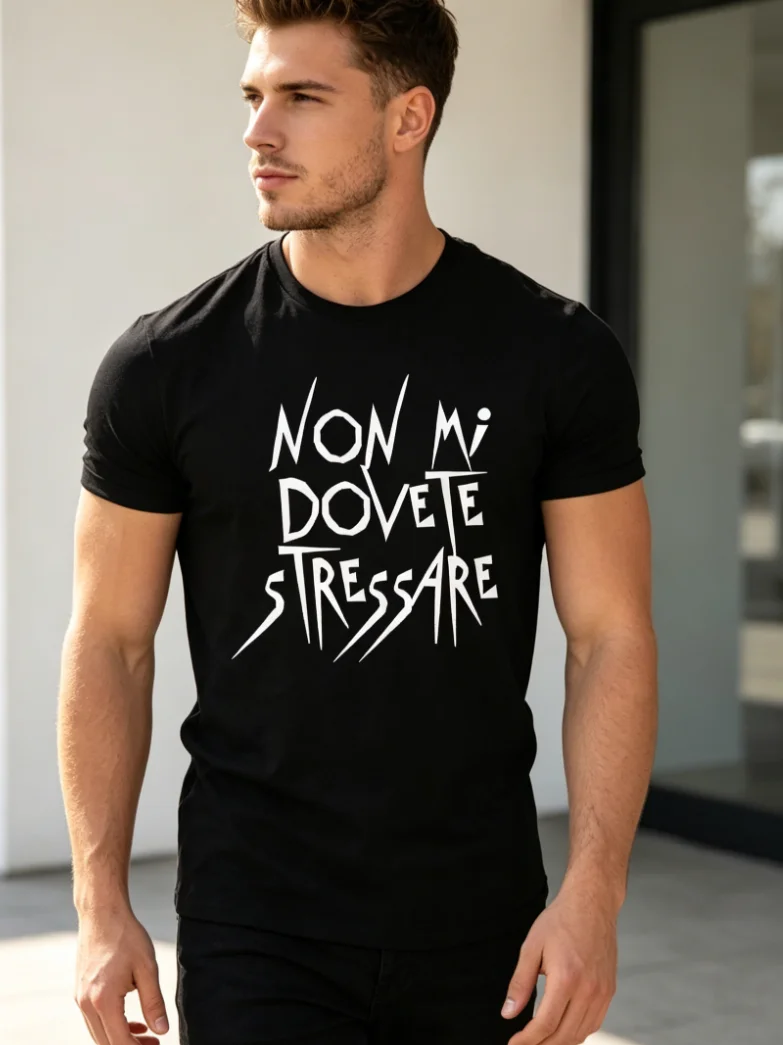 Fun Italian Language Men's Short Sleeve T-shirt Summer T-shirt Top Trendy Fashion Couple T-shirt