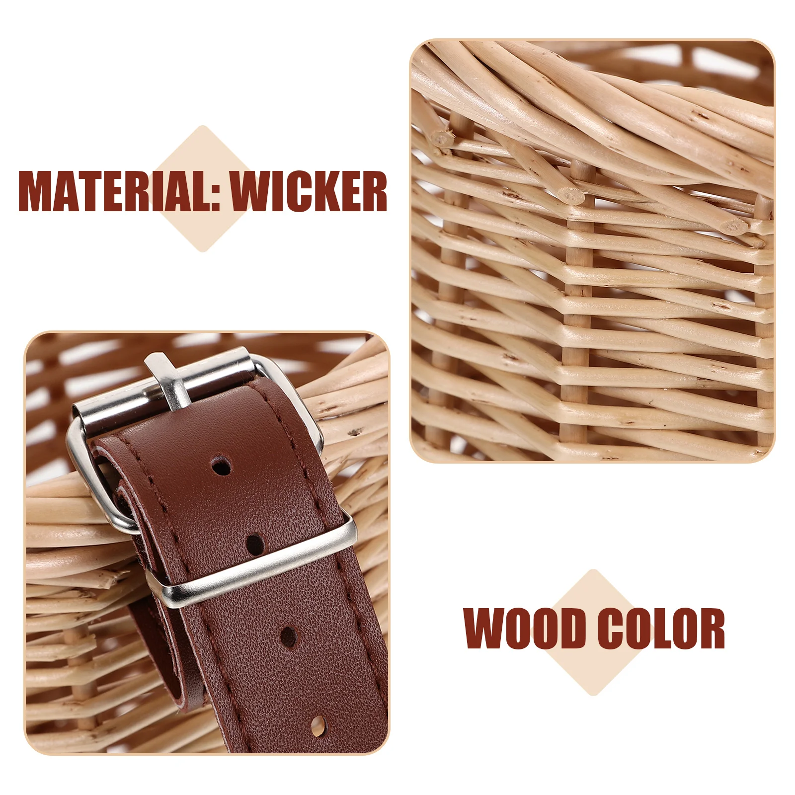 

1Pcs Willow Rattan Bike Front Basket Natural Woven Wicker Basket for Outdoor Cycling Storage Bikes Phone Umbrella