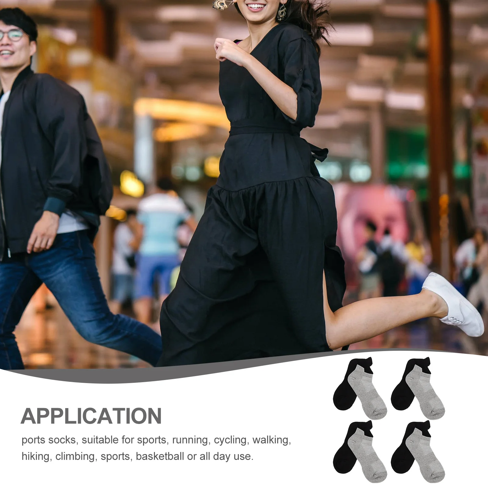 4Pairs Combed Cotton Running Socks Versatile Design Breathable Socks for Running Jogging Traveling Summer