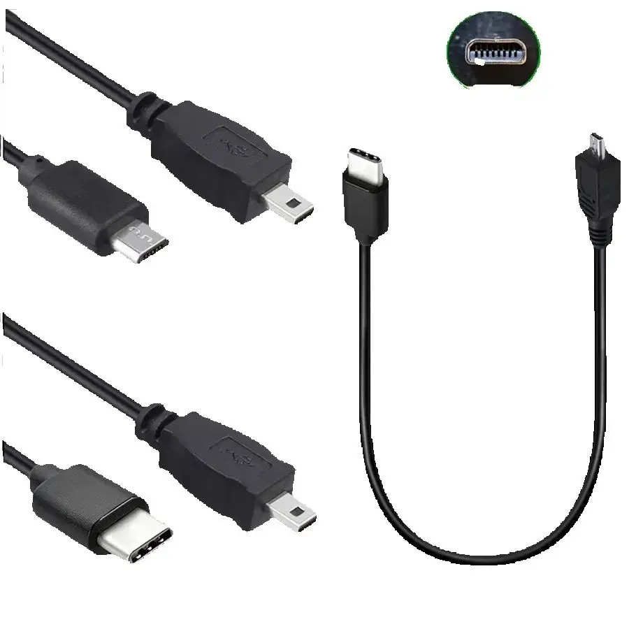 USB tipo C macho a Mini 8 pines USB 2,0 convertidor de cámara OTG Cable 30CM para Nikon Panasonic USB-C a Mini USB 8 pines