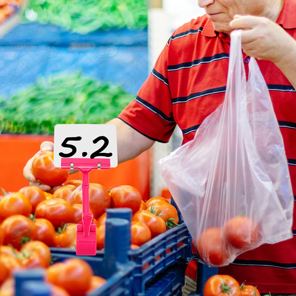 8 قطعة حامل بطاقة السعر البلاستيكية 360 درجة قابل للتعديل قابلة لإعادة الاستخدام التسمية المشبك لعرض علامة الرف مقاطع الرأس المزدوجة حامل التسمية