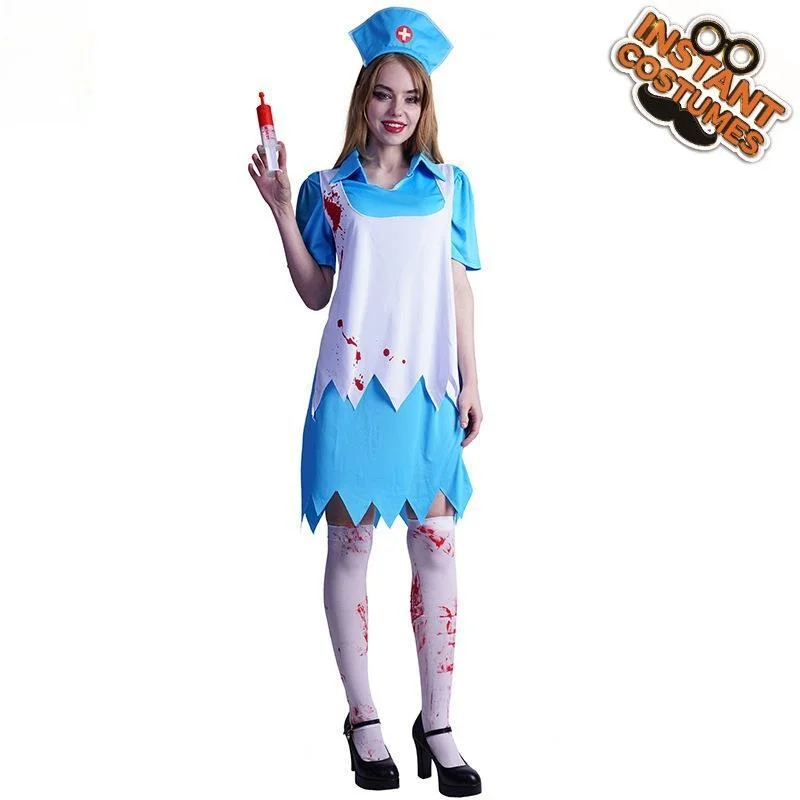 

Adult Women's Zombie Nurse loween Costume Bloodstained Par Role-plang Outfit Ladies' Faion Par Dr