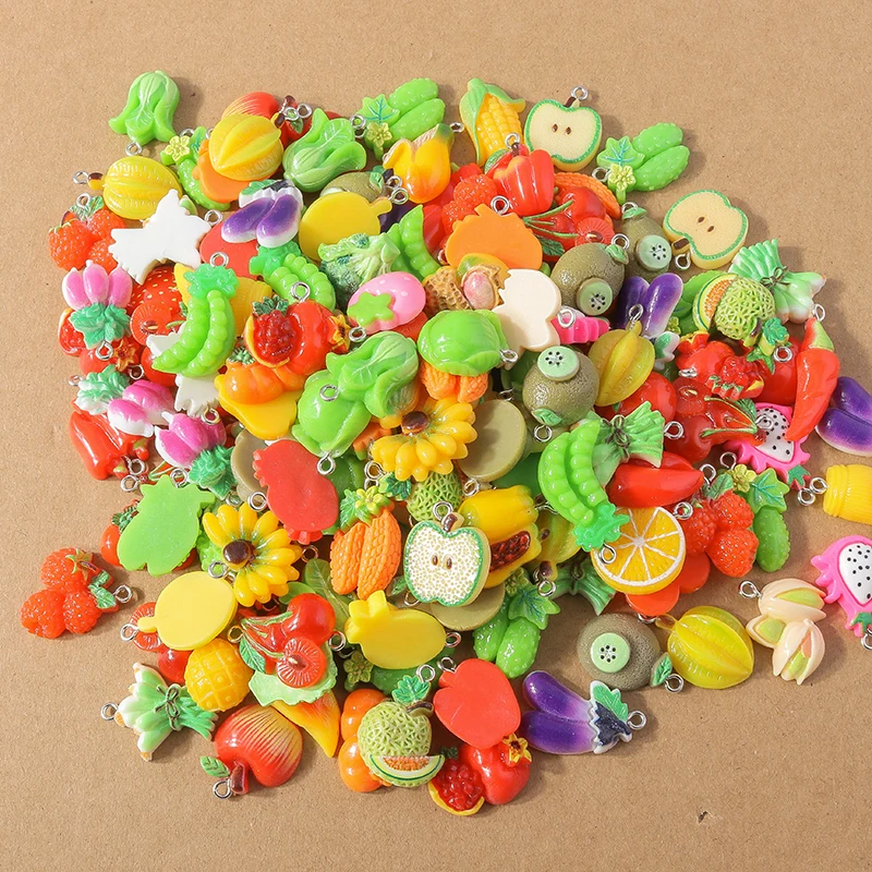 

15Pcs Mix Resin Heart Flower Animal Fruit Charm for Jewelry Making Pendants DIY Earring Necklace Bracelet Accessories