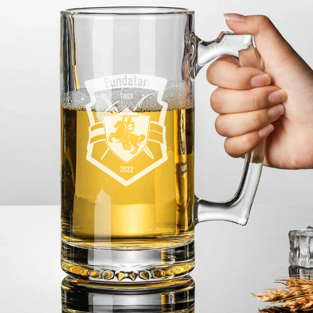 Personalized Beer Glass 500ml/16.9oz Mug Beer with Handle Laser Engraved Custom Beer Glass for Birthday Gifts, Christmas Gifts view 2