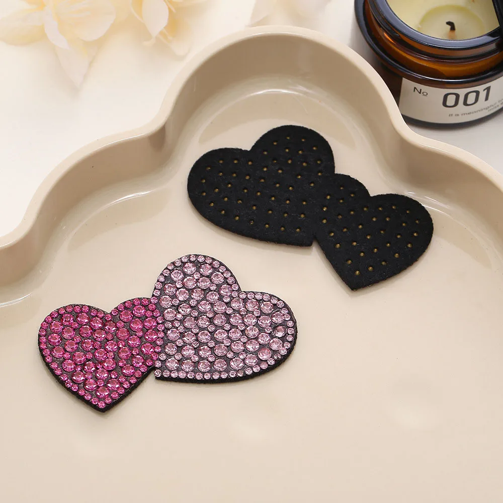 Heart Patches Rhinestone Applique Sew On DIY For Clothing Jacket Backpack Sewing Decorative Badges BX198