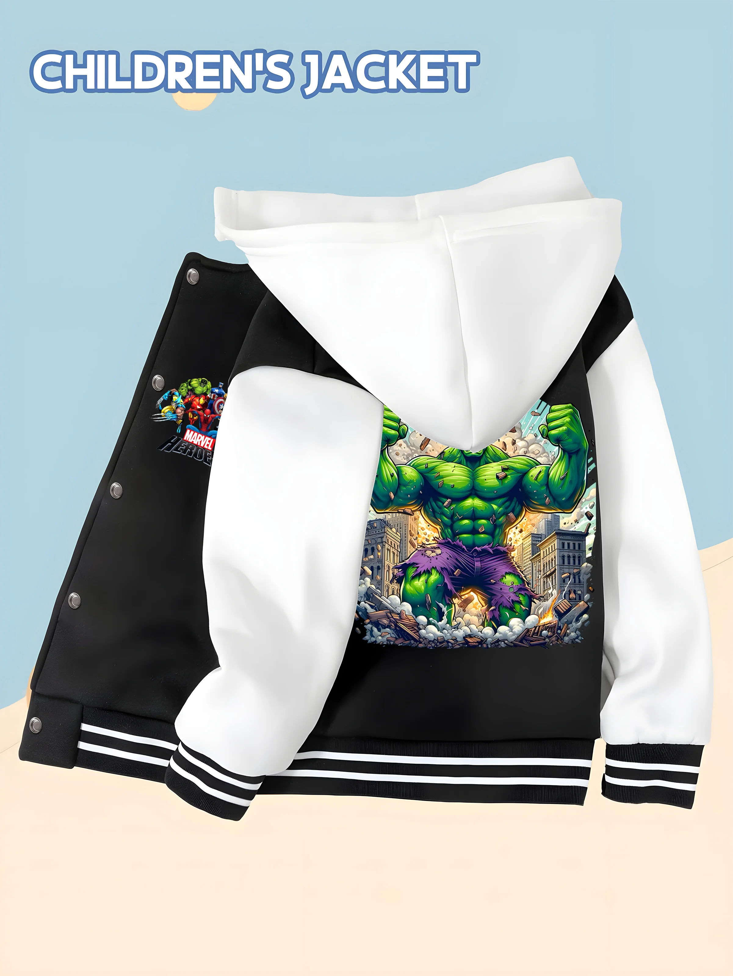 miniso-marvel-hulk-runaway-kids-baseball-jacket-comfortable-and-easy-to-care-for-black-and-white-soft-and-skin-friendly-fabr