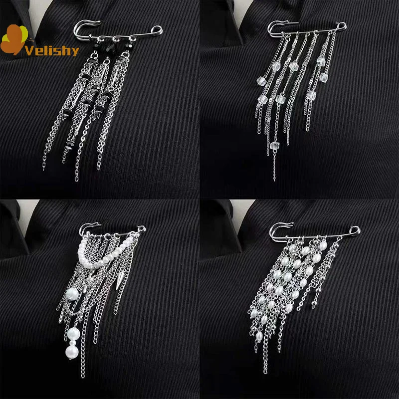 2026 Exaggerate Long Tassel Chain Brooch Women Handmade Beaded Many Layer Chain Multi Functional Fixed Pin Pants Clothes Decor