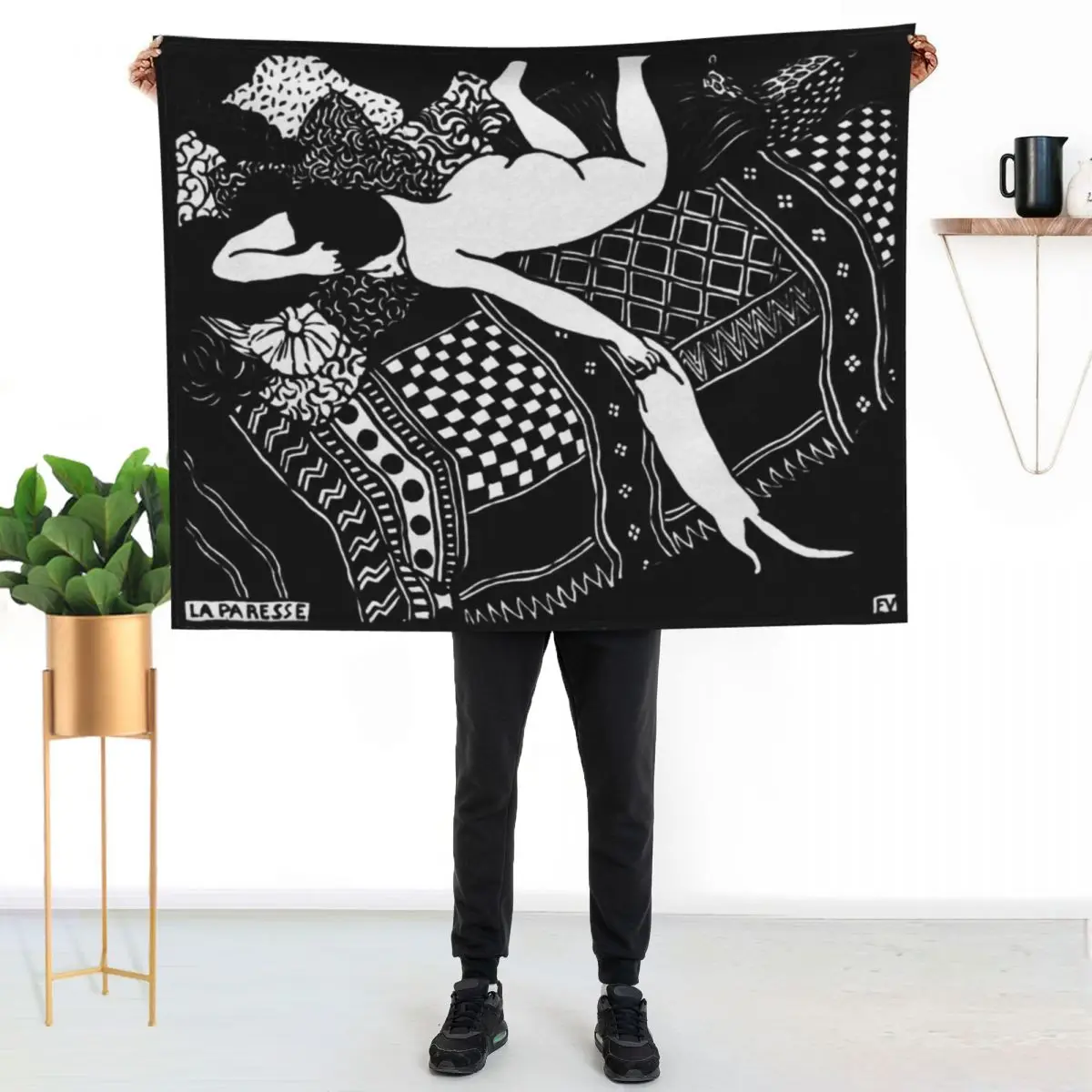 Felix Vallotton - La Paresse Classic ,Woman And Cat Throw Blanket sofa bed Winter beds bed plaid Furry Decorative Sofas Blankets