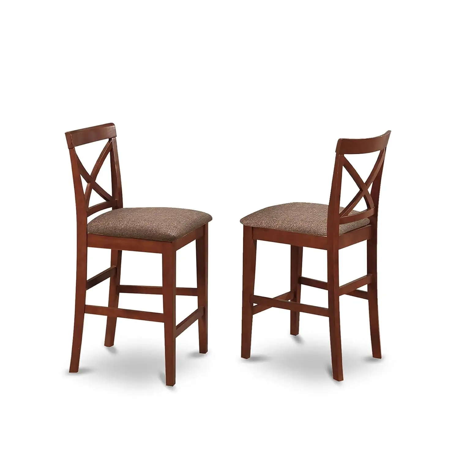 5 Piece Counter Height Pub Set Square Dining Table & 4 Linen Fabric Chairs 36x36 Inch Brown, Customized
