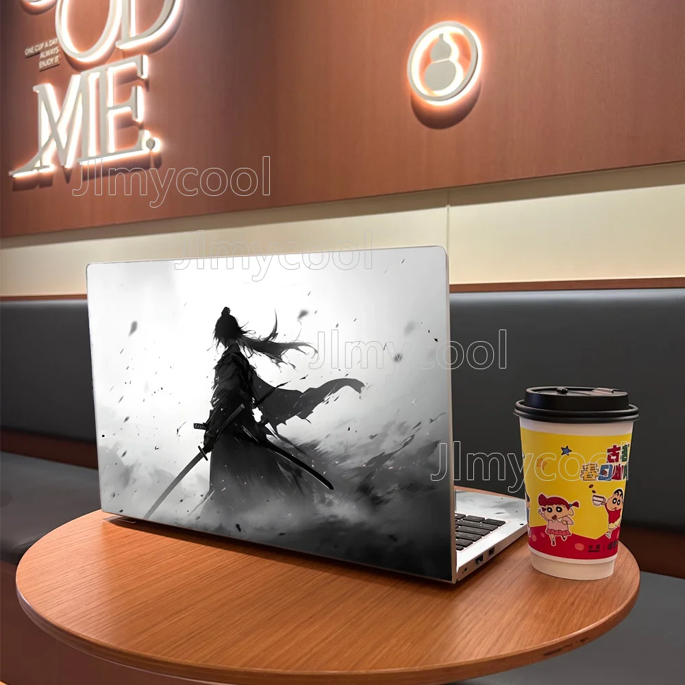 2 Pieces Vinyl Laptop Sticker Anime Swordsman Self adhesive Case for HP Lenovo Apple ASUS Easy To Install Decal Stickers
