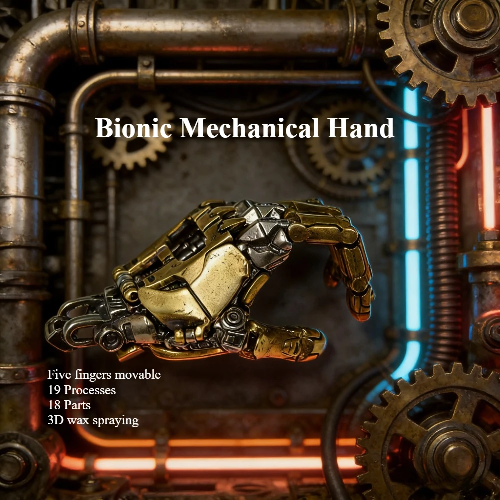 Mini punk Bionic Mechanical Hand, Movable Finger Joints Skeleton Hand Pendant Ornament Robot Arm Collectible Gift Decoration