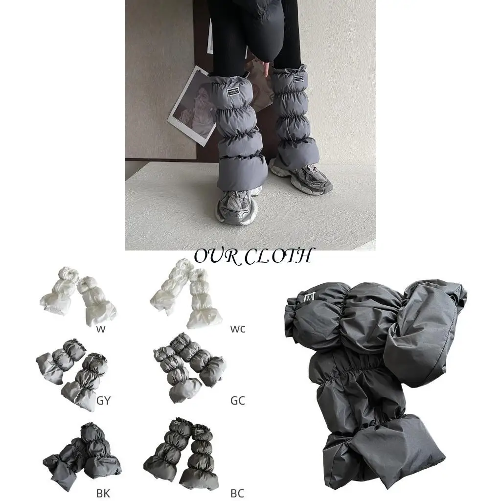 

Women Winter Padded Leg Warmers Insulated Puffer Boot Covers with Letter Label Y1AC