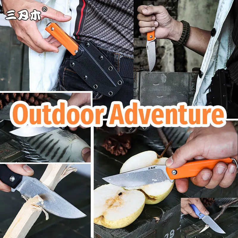 SANRENMU S611 Coltello dritto da esterno Wilderness Survival Rescue Attrezzatura da campeggio Caccia Pesca Coltello multiuso EDC portatile