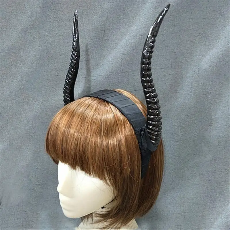 할로윈 긴 악마 혼 머리띠 사악한 퀸 헤어 후프 코스프레 의상 마법 마녀 헤드 피스 액세서리