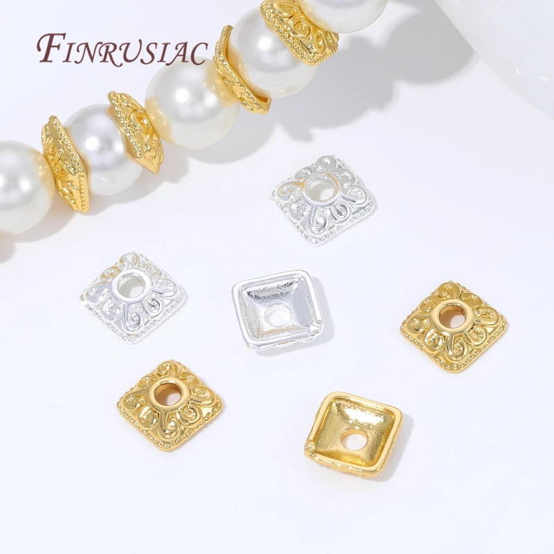 10/20 Stück 18K vergoldete Messing-Perlenkappen, Blumen-Perlenkappen für Schmuckherstellung, DIY-Halsketten- und Armband-Zubehör – Detail 24
