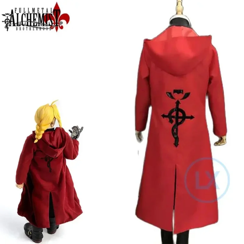 Anime Fullmetal Alchemist Cosplay Costume Edward Elric Cosplay Costume Hooded Coat Halloween Custom Made For Women Men Cos