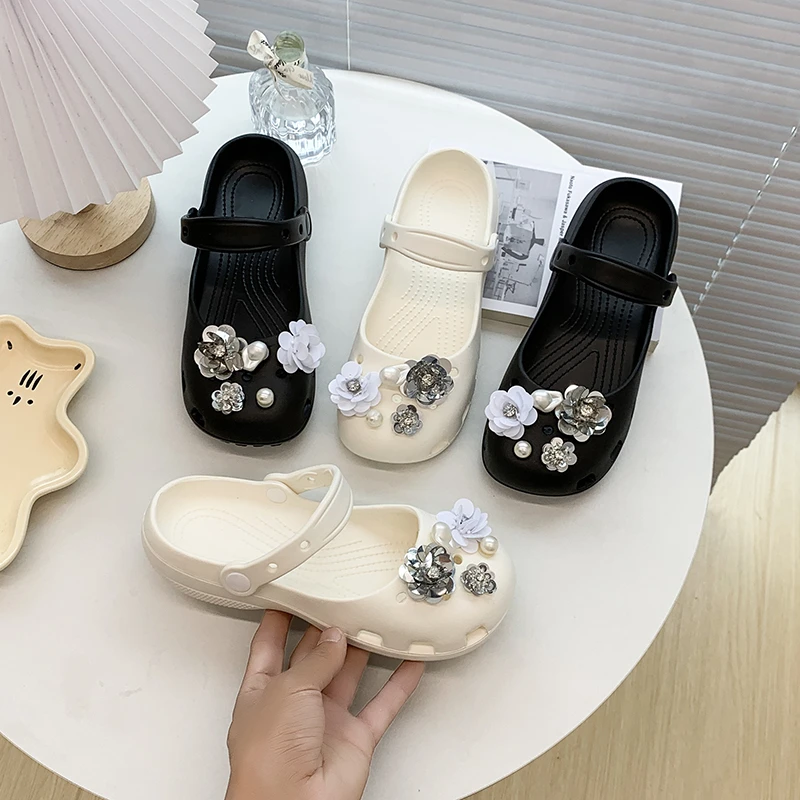 Mumoresip Children's Slipper for Girls Sweet Flower Toddlers Summer Shoes Causal Slip-on Toe-capped Kids Fashion Beach Slippers