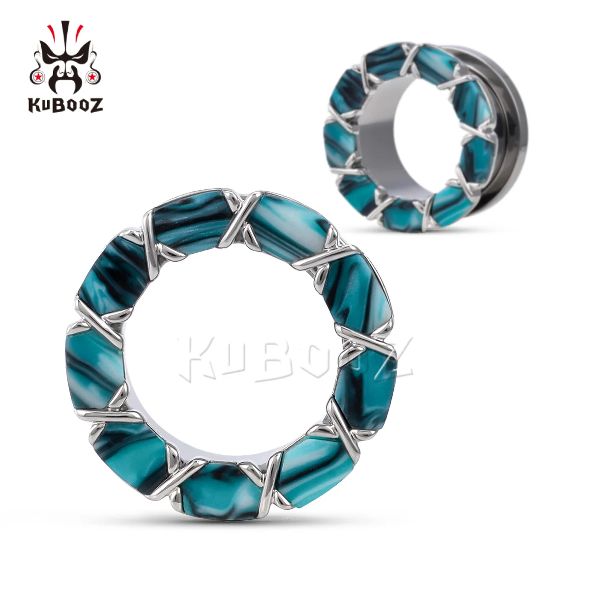 KUBOOZ tappi per le orecchie calibri tunnel colorati Shell Expander barelle Piercing gioielli orecchini in acciaio inossidabile 2 pezzi