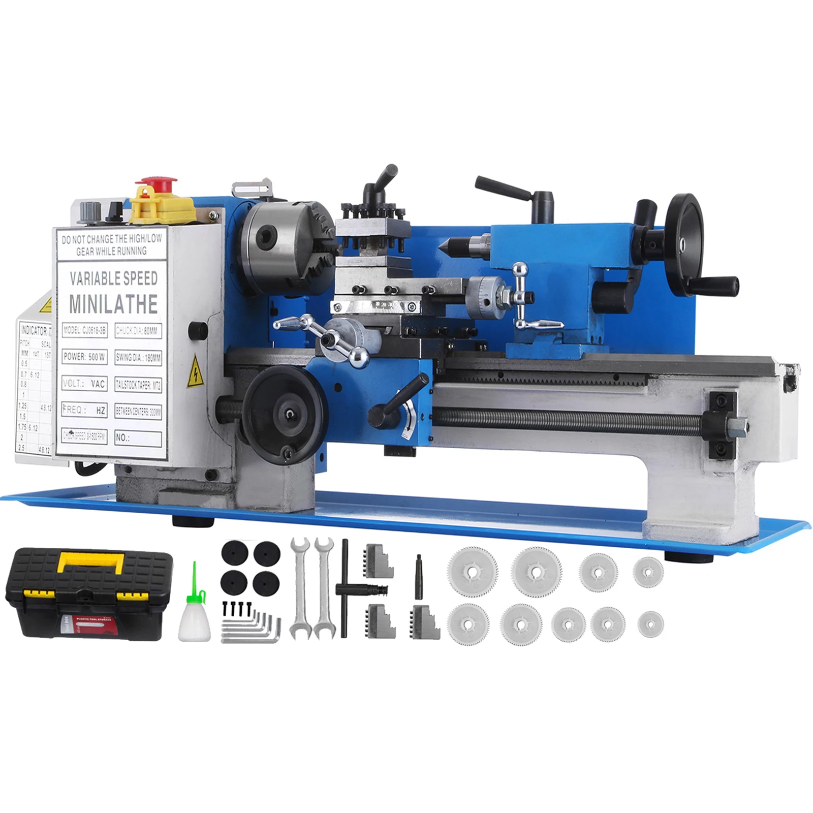 VEVOR Mini Metal Lathe 7x12 Inch Precision Variable Speed 2250RPM 400W Scale Telescopic Sets Metal Wood Working Automatic Lathe