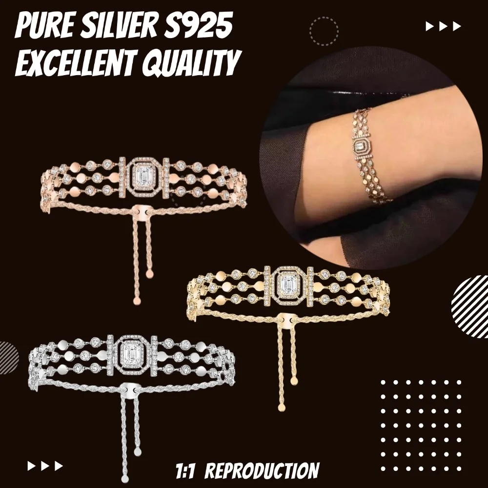 Messik original Multi-row Diamond Bracelet Dazzling Sterling Silver 925 Bracelet Women's Luxury Brand Trendy Birthday Accessory