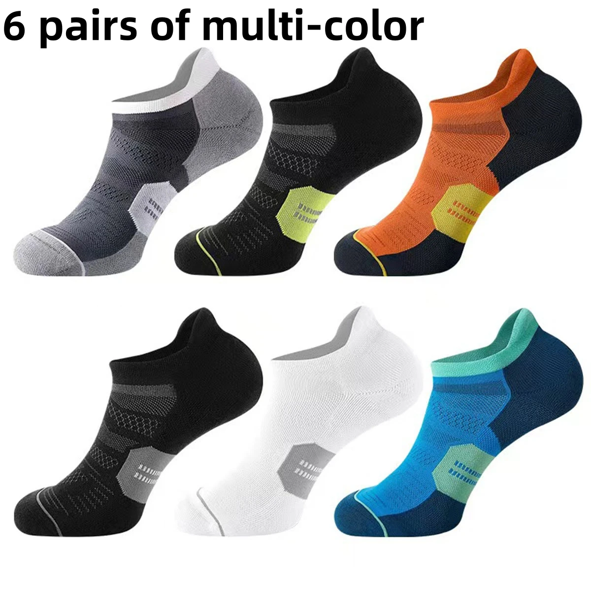 6 pairs of breathable and non slip invisible boat socks for men and women, ankle running socks, outdoor fitness socks