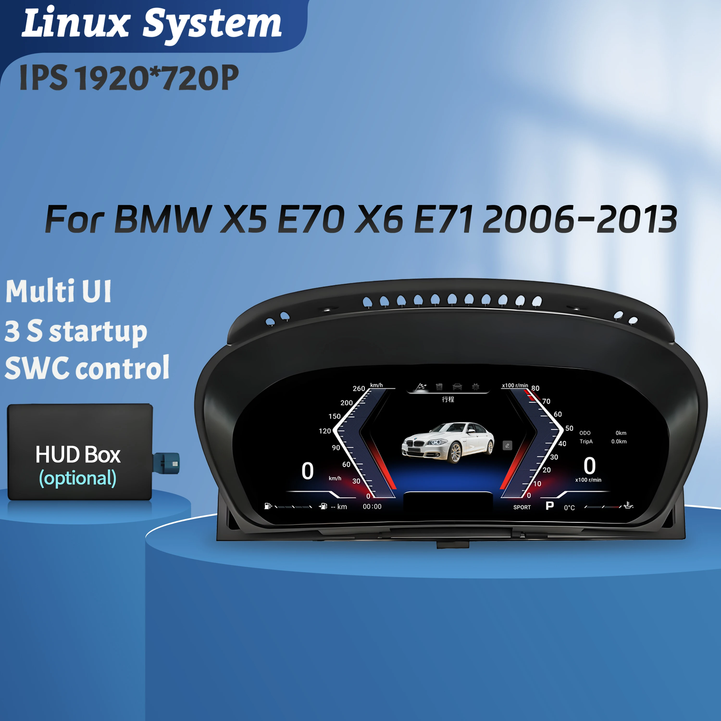 

12,3-дюймовый автомобильный ЖК-дисплей приборной панели, цифровой приборной панели, экран приборной панели для BMW X5 E70 X6 E71 2006-2013, система LINUX