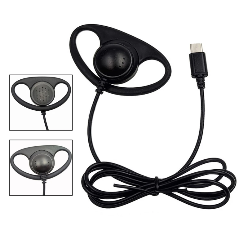 USB C Enkelzijdige oorhaak Oortelefoon Oordopjes Vaste headsets voor mobiele telefoons D46B