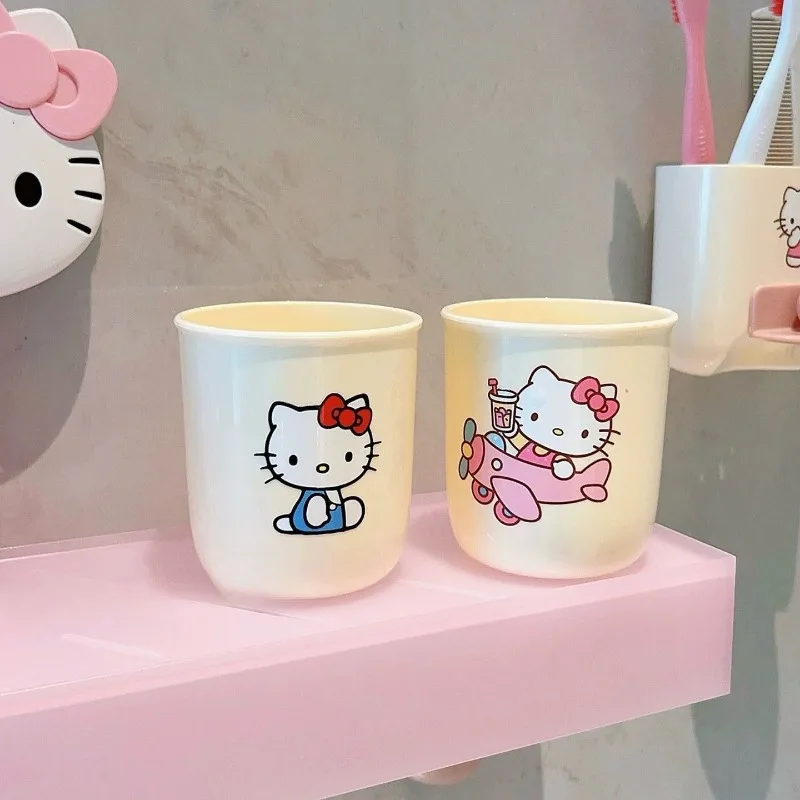 Japanese Sanrio Cartoon Magnetic Toothbrush Cup Wall Mounted No Drill Rack Kids Bathroom Storage Organizer Kawaii New Hot view 4