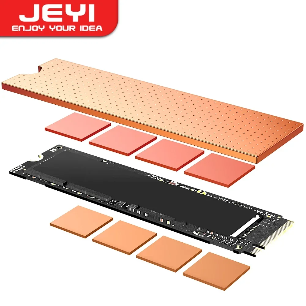 JEYI Copper M.2 HeatSink with Nano Thermal Pads, NVMe NGFF Pure Copper SSD Cooler Solid State Disk Radiator for Laptop Desktop