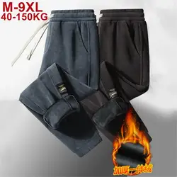 Joggers de pana para hombre, pantalones de chándal gruesos y cálidos de lana, pantalones de chándal térmicos informales, 9xl talla grande, Invierno