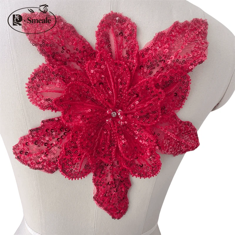 Dreilagige bestickte Perlen-Pailletten, große Applikation, große Blumen, DIY-Kleidung, Kleid, Heimdekoration, Aufnäher-Zubehör RS 253202 – Detail 5